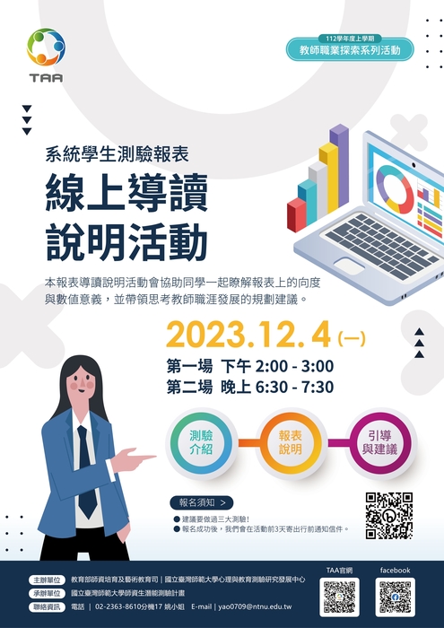 師資生潛能測驗系統之學生測驗報表現上導讀說明活動圖片